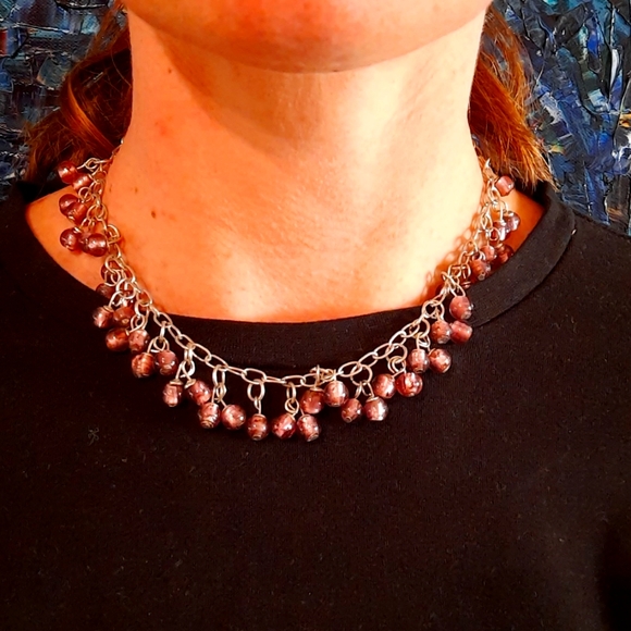 SOFT AMETHYST GLASS BEAD NECKLACE - Picture 5 of 6